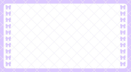 格子柄リボンフレーム　紫