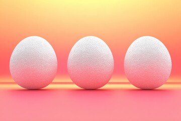 Three textured white spheres on a gradient background.