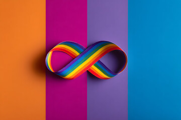World autism awareness day concept. Autism infinity rainbow symbol sign on colorful background. Autism rights movement, neurodiversity, autistic acceptance movement symbol sign
