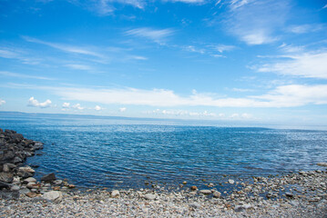 Lake Baikal. Scenic coastal view under a blue sky 