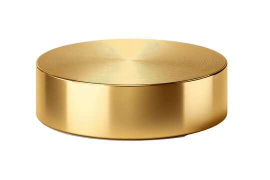 Gold metallic circular disc, polished surface