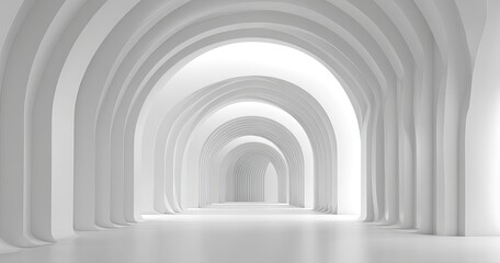 Fototapeta premium Empty white arched tunnel