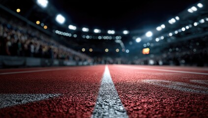 Fototapeta premium Night stadium track, crowd, lights