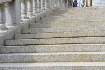 Exterior stone staircase with balustrade.