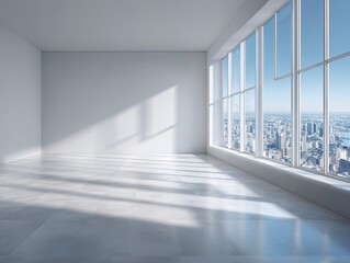 Fototapeta premium Empty modern room with city view