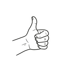 Simple graphic representation of a human hand making a positive and affirming thumb-up sign