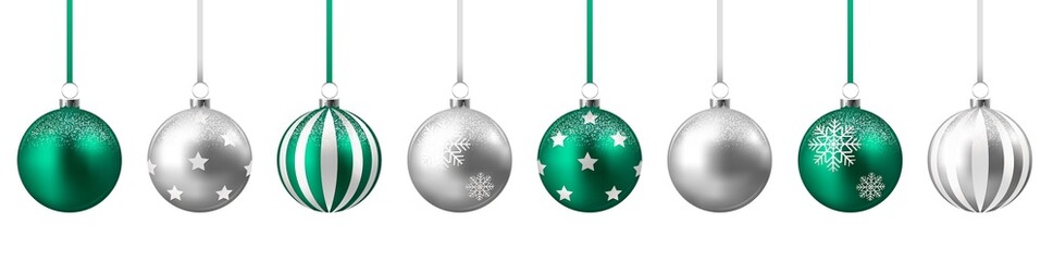 Silver and green christmas balls