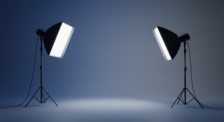 Studio Lighting Setup Two Softbox Lights on Stands.