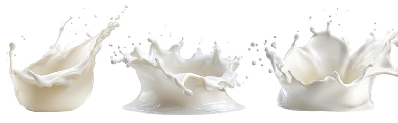 Milk splashes against a black background