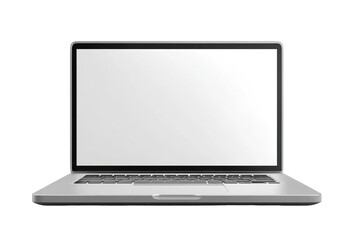 Front view of a silver laptop with blank screen