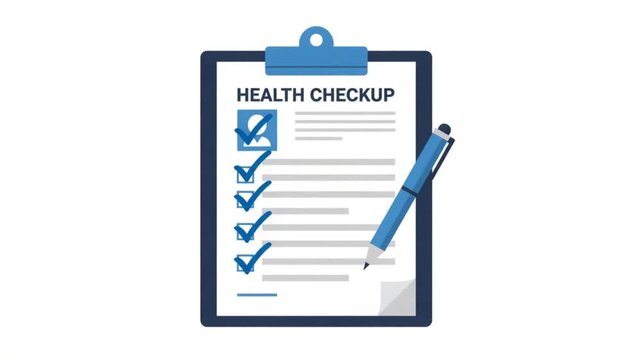 Health checkup checklist with pen animation for medical wellness review