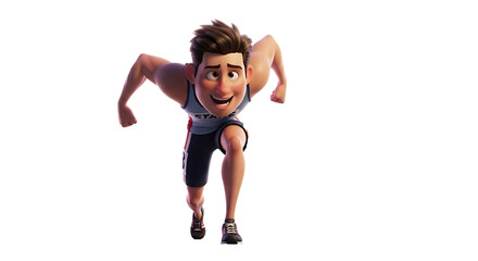 Animated character intensely running forward, portraying energy and