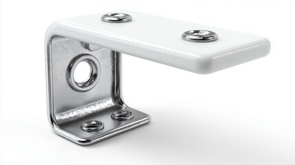 White painted metal bracket with visible screws