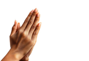 Fototapeta premium Hands clasped in prayer, a dark background