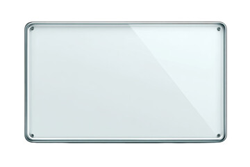 Rectangular, light-gray, glassy plate, beveled edges,  reflective surface