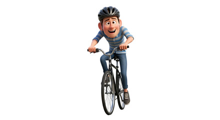 Animated character joyfully riding a bicycle, showcasing carefree motion on