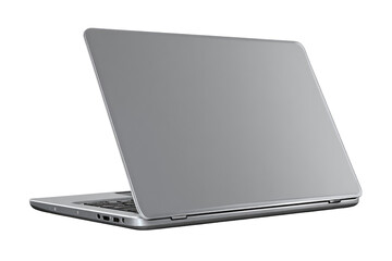 Light gray laptop angled back, closed lid
