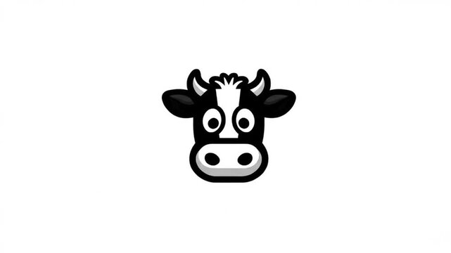 Simple black and white cartoon cow head