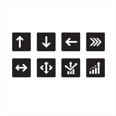 Set of Black Directional Arrow Icons in Square Frames