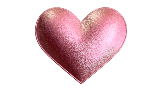 Elegant Rose Gold Heart with Metallic Texture Isolated on Transparent Background for Premium Designs