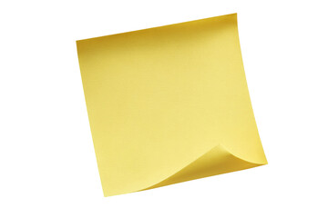 A single, blank, yellow sticky note
