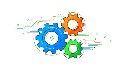 Automated process engineering with digital networked gear mechanics and circuitry integration for enhanced operational efficiency