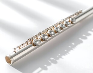 Naklejka premium Polished silver flute on white background