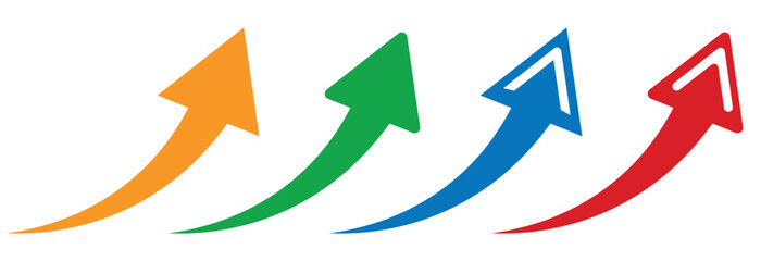 Curved arrow growth chart direction upward infographic icon collection