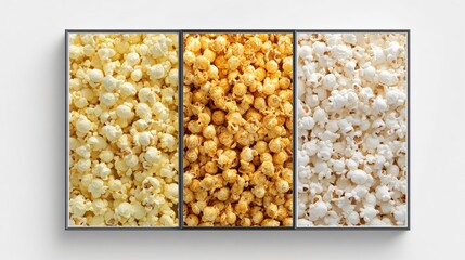 Popcorn flavor chart illustration-style layout, whiteboard or canvas look
