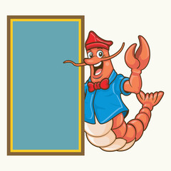 Funny Cartoon Lobster Character for Seafood Restaurant Branding