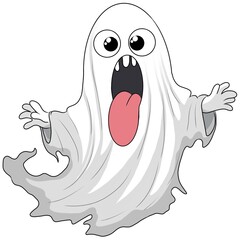A white ghost cartoon is haunting on Halloween.