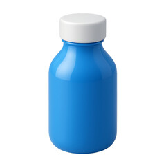 Bright Blue Plastic Bottle Medicine Container Supplement Jar Isolated On Transparent Background