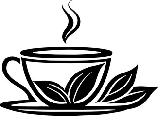 Organic Tea Cup Graphic Element for Natural Drink and Wellness Brand Identity