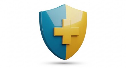 Obraz premium Shield symbol with plus sign on white background