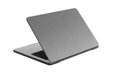 Gray laptop, open lid, back view