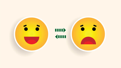 Happy and Unhappy Smiley Mood Changes Idea. Bipolar disorder or other psychological issue vector art