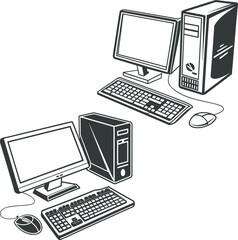 Fototapeta premium Desktop Computer Silhouette Vector – Minimal Flat Design