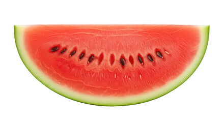 Close up of a juicy watermelon slice with red flesh and seeds fruit