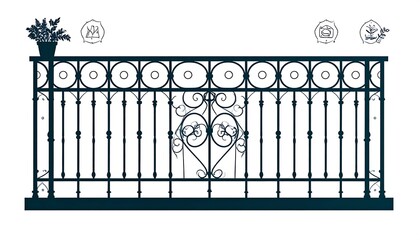 Ornate metal railing design with decorative floral patterns