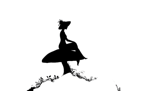 Silhouette of a Woman Sitting on a Mushroom with a Transparent Background for Artistic and Creative Compositions