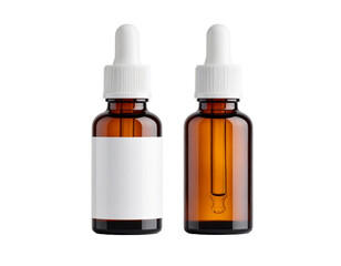 Fototapeta premium Amber glass bottles with droppers, mockup for cosmetic serum or essential oil packaging design