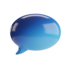 Glossy blue speech bubble isolated on transparent background
