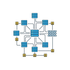 Network Diagram with Servers and User Connections