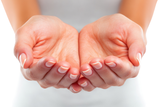 Close-up of two open hands cupped, palms up