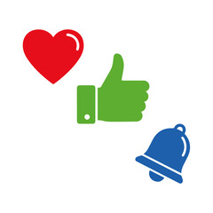 Obraz premium Social Media Engagement Icons with Heart Like and Bell