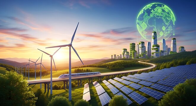 Sustainable City with Renewable Energy Sources.