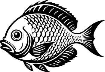 Fish Silhouette Symbol in Clean Minimal Style