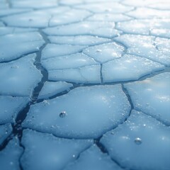 Frozen lake surface with intricate crack patterns
