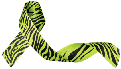 A lime green ribbon with a zebra-like pattern
