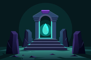 Fototapeta premium Glowing Portal in Ancient Stone Ruins Illustration